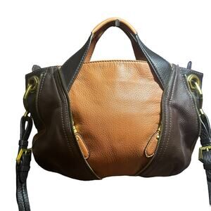 orYANY Lian satchel shoulder bag black, acorn, brown and orange Pebble leather